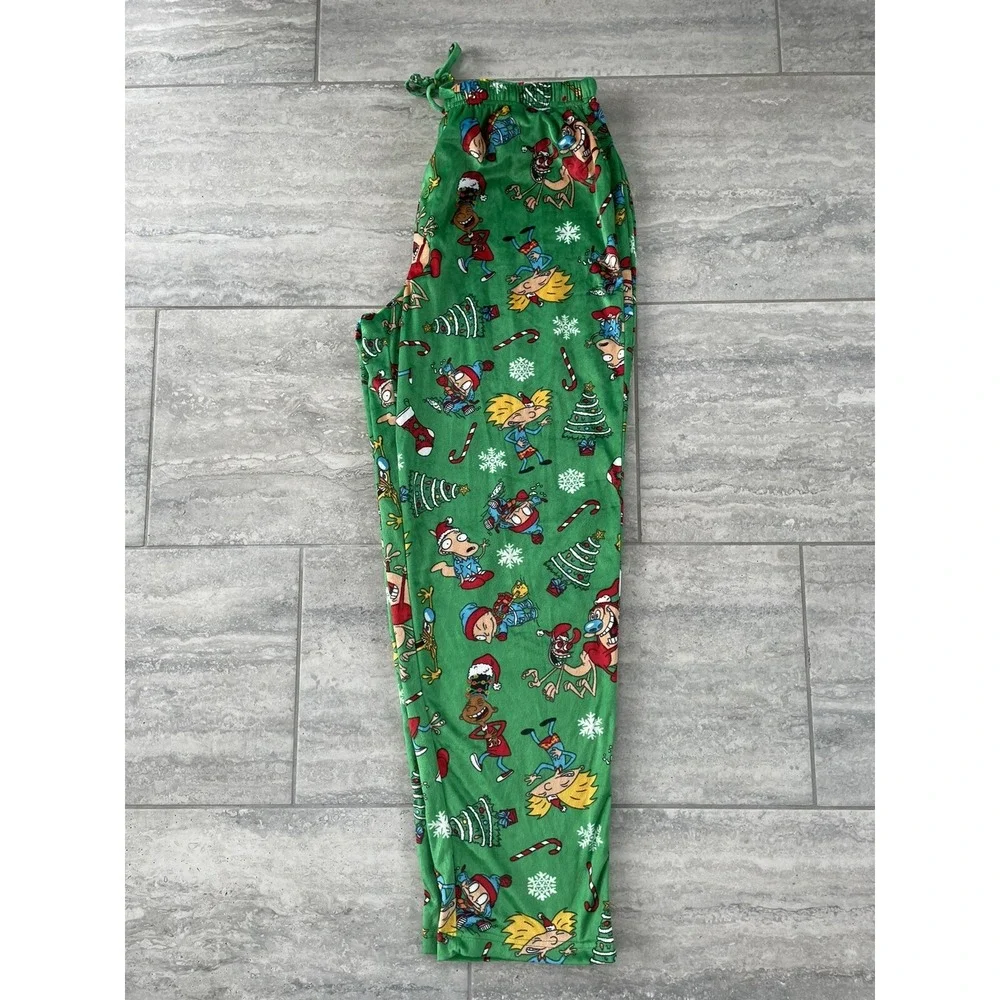 Nickelodeon Multi Characters Green‎ Christmas Pajama Pants size Large Cozy Soft